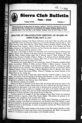 Sierra Club Bulletin 1933 Vol 18 No 3 June cover